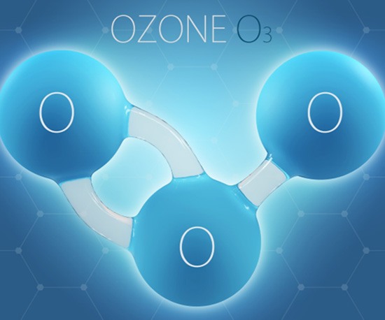 Blue image showing molecule used in ozone therapy